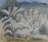 Rudolph Thygesen, Landskap med trær, 1934, Olje på lerret