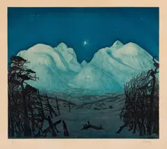 Harald Sohlberg, Vinternatt i Rondane, Fargelitografi