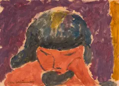 Johannes Rian, Telefondamen, 1953, Akvarell på papir