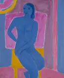 Johannes Rian, Blå akt, studie, 1972, Olje på plate
