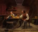 Knud Bergslien, Garnbinder, 1869, Olje på lerret