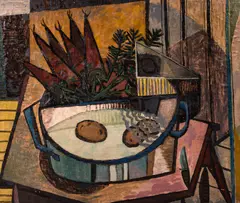 Thore Heramb, Opstilling med grønnsaker, 1947, Olje på lerret