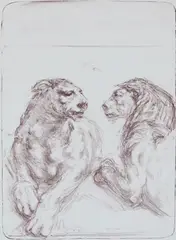 Bjørn Ransve, Løve og løvinne, 1974, Litografi