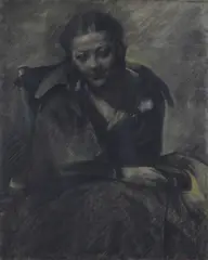 Odd Nerdrum, Sittende kvinne, Kullstift på papir