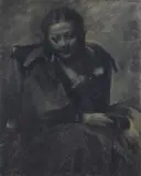Odd Nerdrum, Sittende kvinne, Kullstift på papir