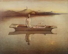 Odd Nerdrum, Mann i en båt, Litografi, lysmål