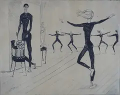 Guy Krohg, Dansere, 1950, Radering, lysmål
