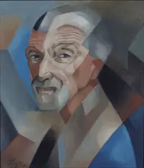 Alfred Hagn, Selvportrett, 1956, Olje på plate