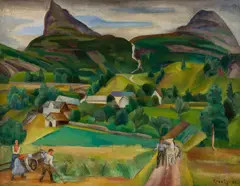 Nils Krantz, Landskap, Geiranger, 1930, Olje på lerret