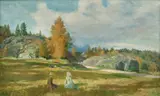 Kitty Lange Kielland, To sittende piker i en eng