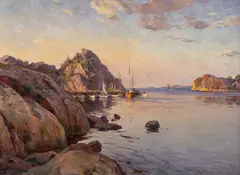 Even Ulving, Fra Ula med Svenner fyr, morgenstemning, Olje på lerret