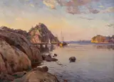 Even Ulving, Fra Ula med Svenner fyr, morgenstemning, Olje på lerret