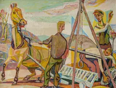 Aage Storstein, Steinkjøring II, 1944, Olje på plate