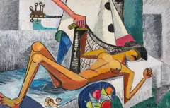 Borghild Røed Lærum, Lulu, liggende kvinneakt, Paris, 1914, Olje på lerret