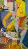Liv Lund, Blond modell, 1956, Olje på lerret