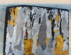 Anna-Eva Bergman, No 10-1966 Mur de montagne, Tempera og metallfolie på papir