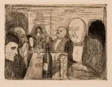Edvard Munch, Kristiania-Boheme II, Radering trykket i svart på middels tykt gulhvitt papir
