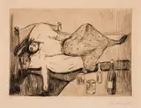 Edvard Munch, Dagen derpå, Radering trykket i brunsvart på tykt gulhvitt papir