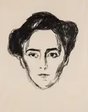 Edvard Munch, Fru Schwarz, Litografi trykket i svart på tynt japanpapir