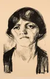 Edvard Munch, Kvinneportrett, Litografi trykket i svart på middels tynt gulhvitt papir