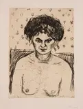 Edvard Munch, Bordellpike, Radering trykket i svart på tykt hvitt japanpapir