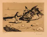 Edvard Munch, Den store torsken, Radering trykket i svart på middels tykt gulhvitt papir