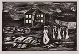 Edvard Munch, Stormen, Tresnitt trykket i svart på tynt gråhvitt papir