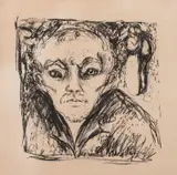 Edvard Munch, Sjalusi IV, Litografi trykket i svart på middels tynt gulhvitt papir