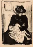 Edvard Munch, Arv, Litografi trykket i svart på tynt gulhvitt riflet papir