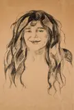 Edvard Munch, Bondepike, Litografi trykket i svart på middels tykt gulhvitt papir