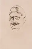 Edvard Munch, Knut Hamsun, Radering trykket i svart på tykt hvitt japanpapir