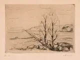 Edvard Munch, Norsk landskap, Radering trykket i svart på tynt gulhvitt papir