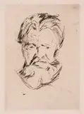 Edvard Munch, Mannshode, Radering trykket i svart på middels tykt hvitt papir
