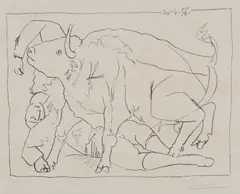 Pablo Picasso, Le Torero Blessé, 1956, Litografi