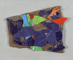 Sigurd Winge, Fugl, 1964, Stein og glass montert på finérplate
