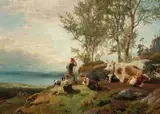 Anders Askevold, Gjetere på utsiktspunkt, 1864, Olje på lerret