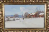Andreas Singdahlsen, Vinterdag med gående mann, Olje på lerret