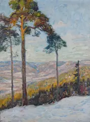 Thorolf Holmboe, Skogslandskap, 1917, Olje på lerret