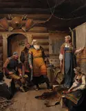 Nils Bergslien, Frierbud fra Harald Hårfagre til Gyda, 1891, Olje på lerret