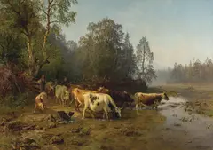 Anders Askevold, Utenfor grinden, 1873, Olje på lerret