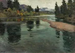 Frits Thaulow, Norsk elvelandskap, Olje på lerret