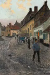 Frits Thaulow, Gateparti (Cavée Saint-Firmin, Montreuil-sur-Mer), 1894, Pastell på lerret