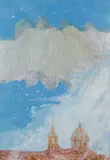 Jomfruen Marias kirke i Loreto, Italia by Bendik Riis, Olje på blikk, oppklebet på papp, sold Jun 2020
