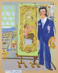 Bendik Riis, Roccoco Mesteren, 1956, Blandingsteknikk på papir