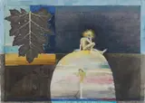 Knut Jørgensen, Solen på en grå dag, 1970, Blandingsteknikk og collage på papir