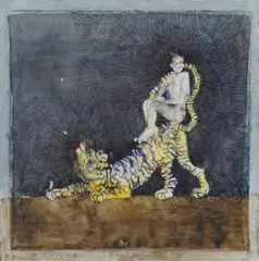 Knut Jørgensen, Tiger I, 1970, Blandingsteknikk på papir