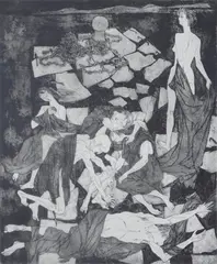 Sigurd Winge, Moloen (Aften), 1957, Radering