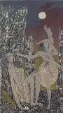 Sigurd Winge, Danserinnen (Dance Macabre), 1963, Radering