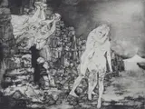 Sigurd Winge, Naken I, 1954, Radering
