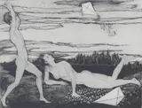 Sigurd Winge, Lek, 1953, Radering